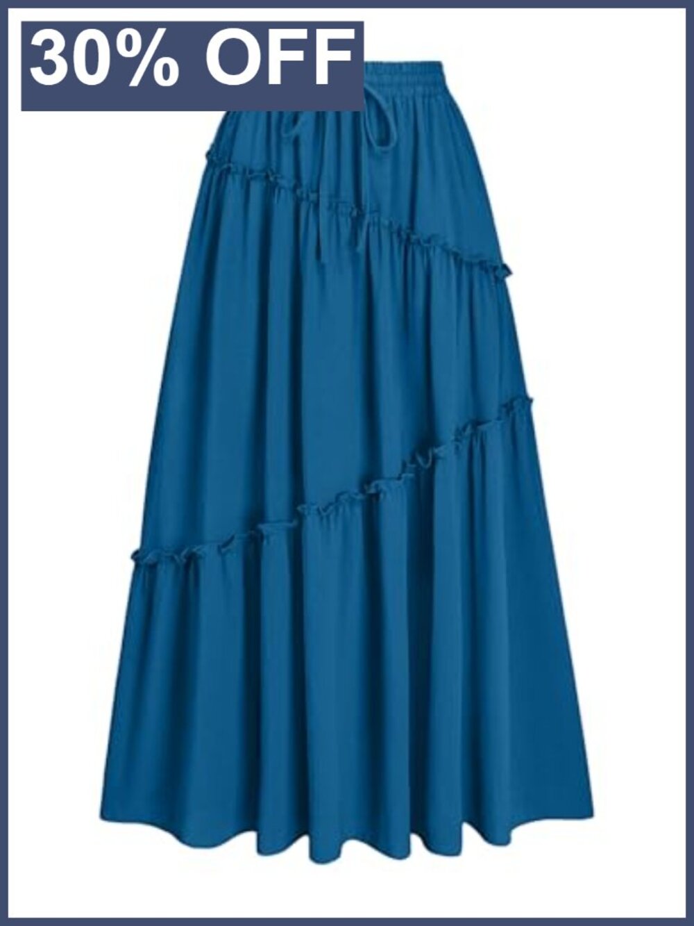 Womens Smocked Tiered A-Line Maxi Skirt High Waist Flowy with Pockets